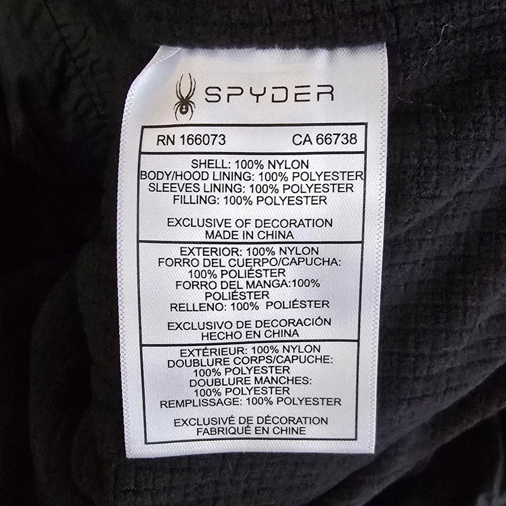 Spyder Mens Black Blue Hooded Puffer Jacket ThermoWeb Retail $199 Medium NWT NEW - Picture 7 of 12